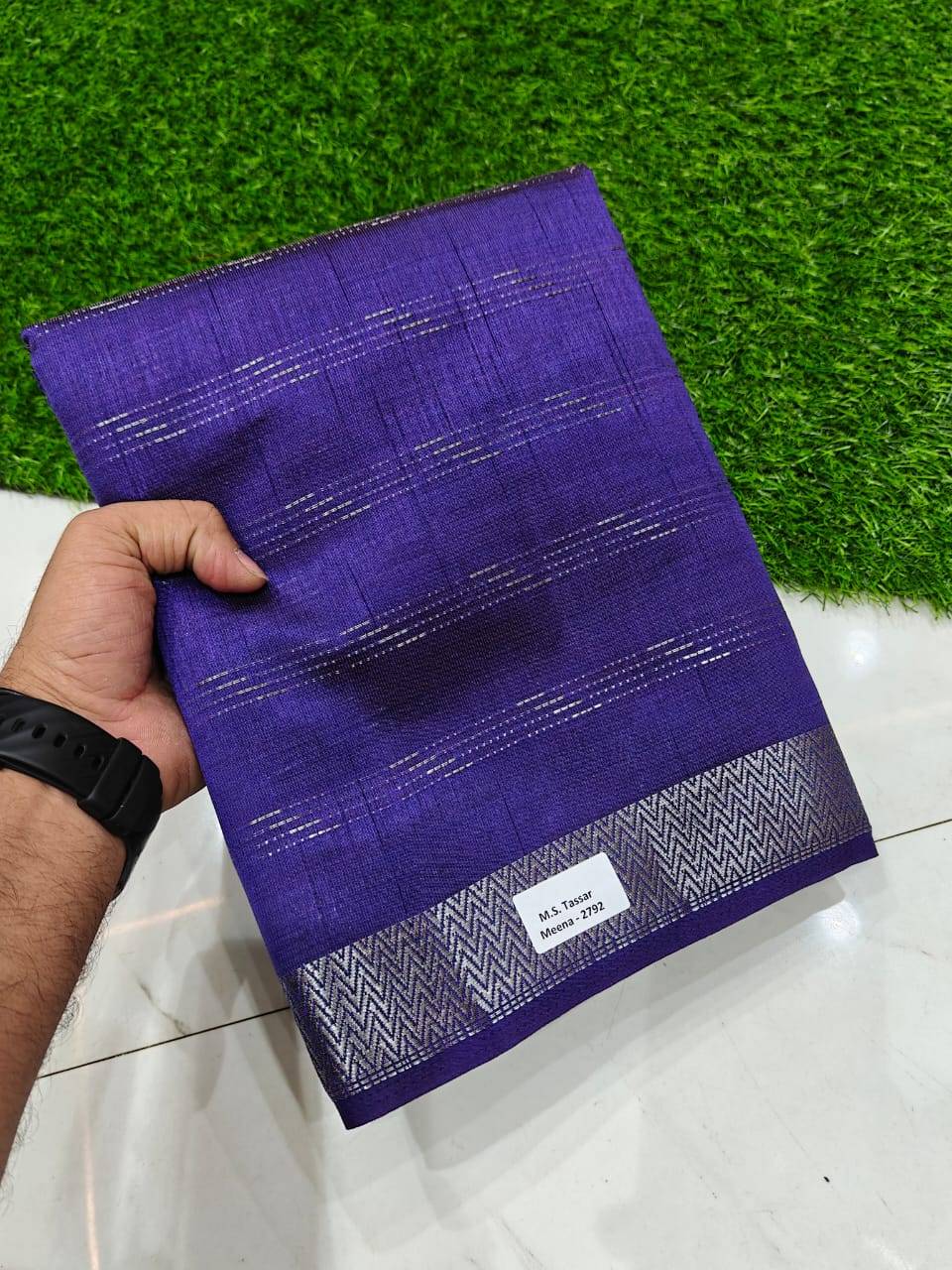 Bangalore tasar silk saree violet